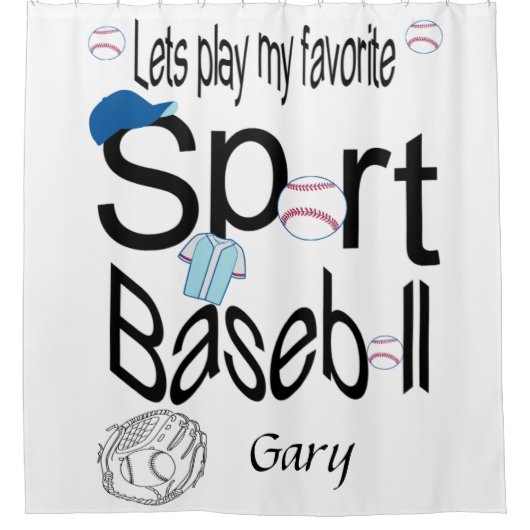 Shower Curtain Sports Baseball Douchegordijn (Voorkant)