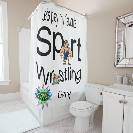 Shower Curtain Sports Wresting Douchegordijn (In situ)