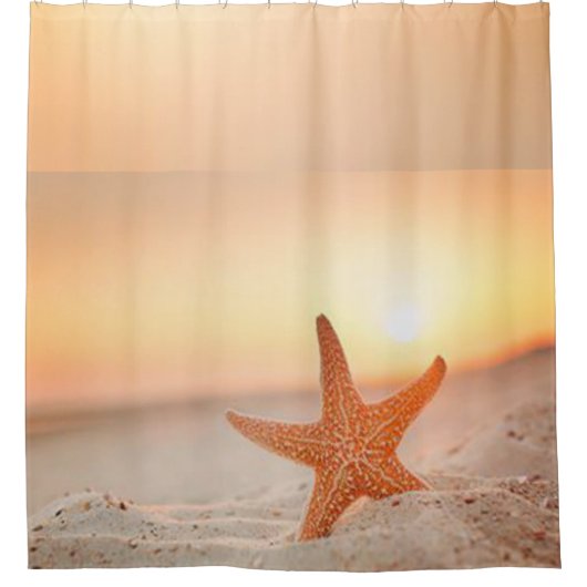 Shower Curtain Starfish Beach Douchegordijn (Voorkant)