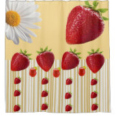 Shower Curtain Strawberry White Daisy Douchegordijn (Voorkant)