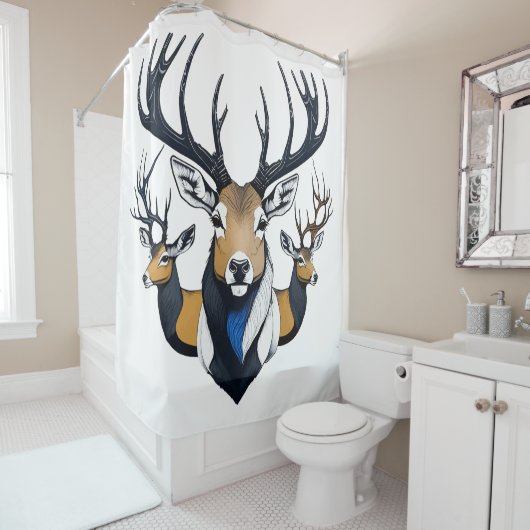 Shower curtain TEE 3 Deer graphic Douchegordijn (In situ)