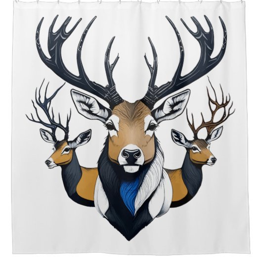 Shower curtain TEE 3 Deer graphic Douchegordijn (Voorkant)