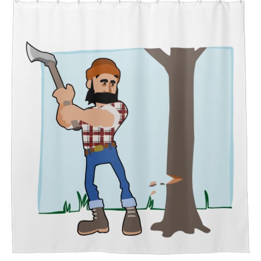 Shower Curtain Tree Cutter Douchegordijn (Voorkant)