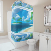 Shower Curtain/Tropical Beach with Palm Trees Douchegordijn (In situ)