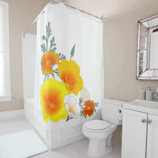 Shower Curtain uit California Poppy Bouquet Douchegordijn (In situ)