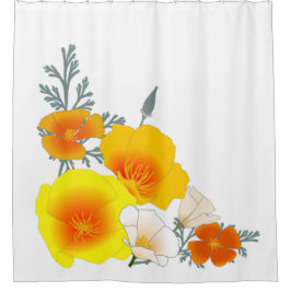 Shower Curtain uit California Poppy Bouquet Douchegordijn