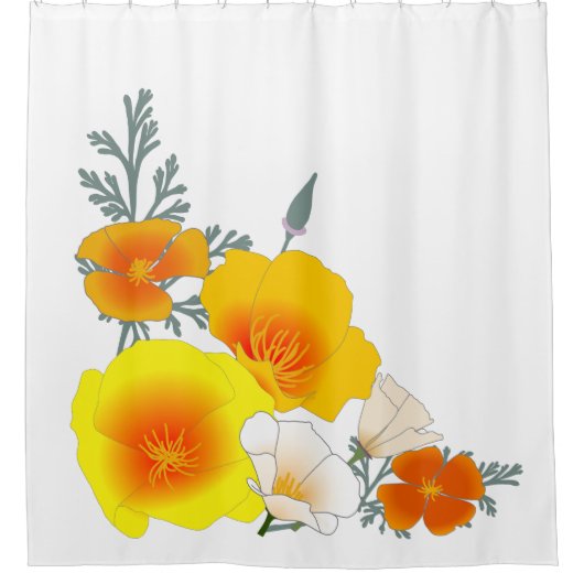 Shower Curtain uit California Poppy Bouquet Douchegordijn (Voorkant)