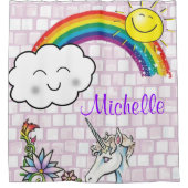 Shower Curtain Unicorn Rainbow Douchegordijn (Voorkant)