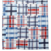 Shower Curtain van rode, witte en blauwe Madras Douchegordijn (Voorkant)