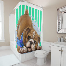 Shower Curtain voor afspeelbare hond en vlinder