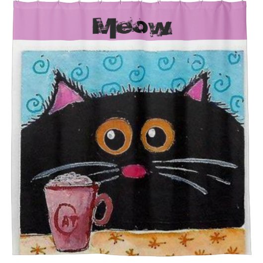 Shower Curtain Whimsical Cat Douchegordijn (Voorkant)
