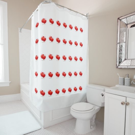 Shower Curtain with hearts. Douchegordijn (In situ)