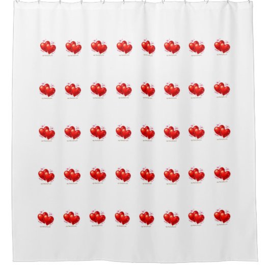 Shower Curtain with hearts. Douchegordijn (Voorkant)
