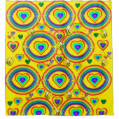 Shower Curtain Yellow Bumblebee Rainbows Heart Douchegordijn (Voorkant)