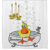 Shower Curtain Yellow Chick Bubbles Candles Douchegordijn (Voorkant)