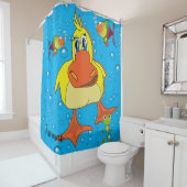Shower Curtain Yellow Chick Bubbles Fish Douchegordijn (In situ)