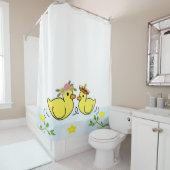 Shower Curtain Yellow Ducks Sombrero Floral Douchegordijn (In situ)