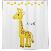 Shower Curtain Yellow Giraffe Hearts Douchegordijn (Voorkant)