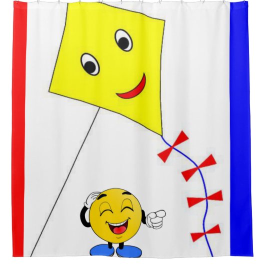 Shower Curtain Yellow Kite Douchegordijn (Voorkant)