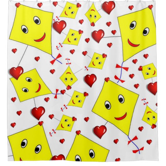 Shower Curtain Yellow Kites Douchegordijn (Voorkant)