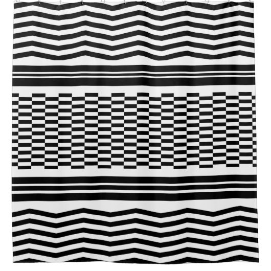 Shower Curtain/Zig Zags en Checkered Douchegordijn (Voorkant)