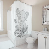 Shower Curtains Elephant Floral Douchegordijn (In situ)
