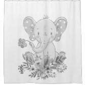 Shower Curtains Elephant Floral Douchegordijn (Voorkant)