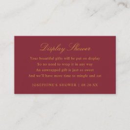 Shower Custom Colors Burgundy and Gold Informatiekaartje