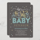 Shower druppelt Baby shower Uitnodiging - blauw (Voorkant / Achterkant)