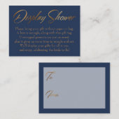Shower Elegant Gold Script weergeven op Navy Card Informatiekaartje (Voorkant / Achterkant)