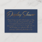 Shower Elegant Gold Script weergeven op Navy Card Informatiekaartje (Voorkant)