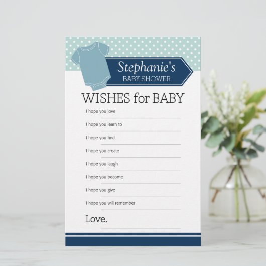 Shower Game Wishes for Baby Boy - Pastel Blue T-sh (Staand voorkant)