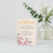 Shower Gold Calligraphy Pink Winter Floral Informatiekaartje (Staand voorkant)