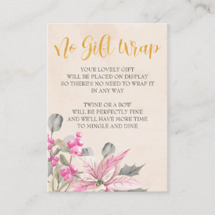 Shower Gold Calligraphy Pink Winter Floral Informatiekaartje