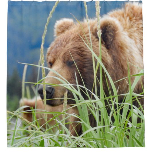 Shower gordijn in grizzly beer & cub (Voorkant)