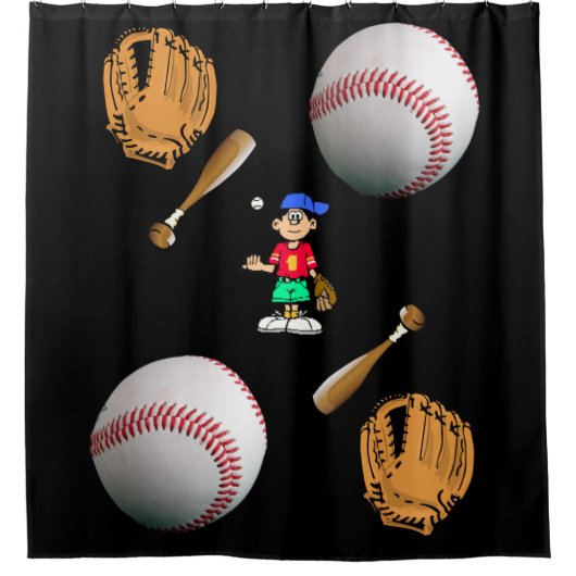 Shower gordtain Baseball Douchegordijn (Voorkant)