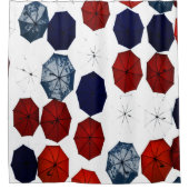 Shower gordtain blue red white umbrellas douchegordijn (Voorkant)