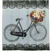 Shower gordtain fiycle flower mint groen douchegordijn (Voorkant)