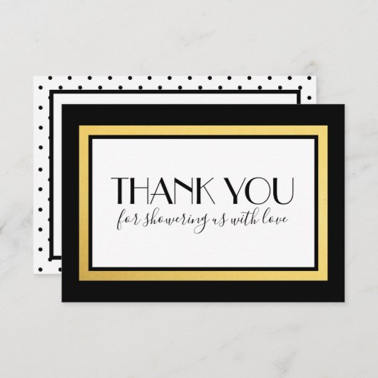 Shower Hartelijk dank Opmerking: zwart, wit goud Bedankkaart (Voorkant / Achterkant)