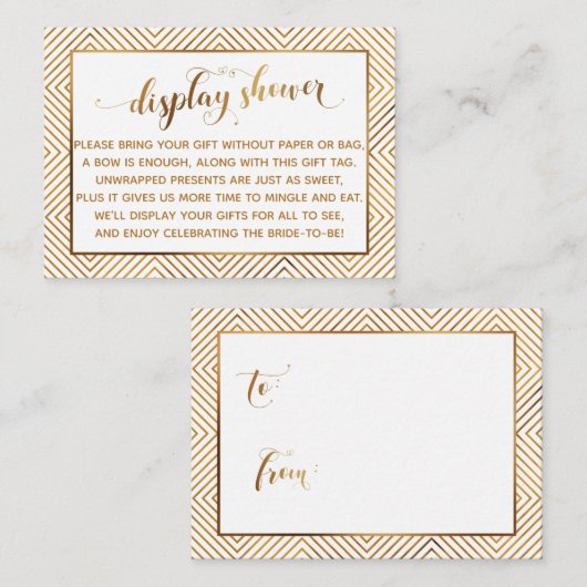 Shower Hearts Gold Script CadeauLabel weergeven, w Informatiekaartje (Voorkant / Achterkant)