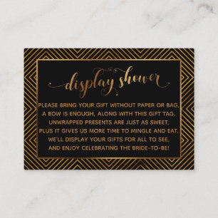 Shower Hearts Gold Script CadeauLabel, zwart Informatiekaartje