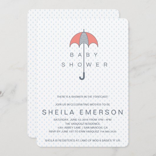 Shower in in Forecast Baby shower Invitation Kaart (Voorkant / Achterkant)