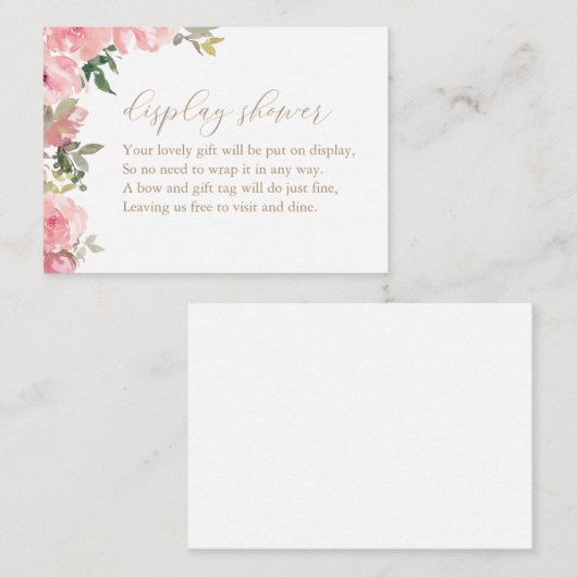 Shower Insert Pink Floral Greenery Informatiekaartje (Voorkant / Achterkant)