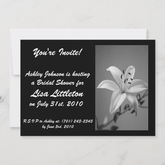 Shower Invitation Black and White Kaart (Voorkant)