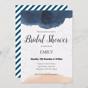 Shower Invitation Navy and Peach Bridal Kaart
