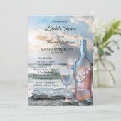 Shower Invitation Ocean and Wine Bridal Kaart (Staand voorkant)