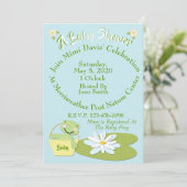 Shower Invitation w/Cute Baby Frog & Lilly Pad Kaart (Staand voorkant)