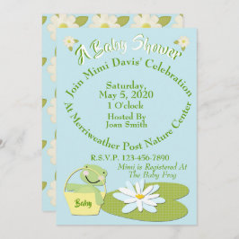 Shower Invitation w/Cute Baby Frog & Lilly Pad Kaart