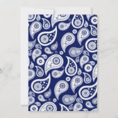 Shower Invitations Navy Blue Paisley Bridal Kaart (Achterkant)