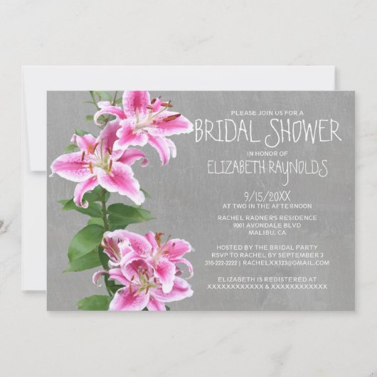 Shower Invitations Stargazer Lily Bridal Kaart (Voorkant)